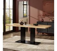 Tavolo da pranzo allungabile, 140/180 x 70 cm, rettangolare, stile semplice, design ispessito, adatto per 6-8 persone, perfetto per cucina e soggiorno (finitura naturale)
