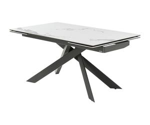 Tavolo da pranzo allungabile 6-10 coperti in ceramica e Metallo Bianco e Antracite - COREMA di PASCAL MORABITO