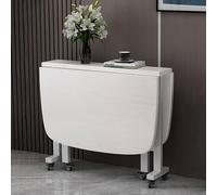 Tavolo da pranzo allungabile in legno con ruote, salvaspazio, tavolo da cucina con design a farfalla, bordi rotondi, bianco, 100 x 60 x 75 cm, perfetto per piccoli spazi