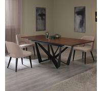 Tavolo da pranzo allungabile legno scuro, gambe incrociate nere L. 160x90- Arpa