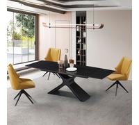 Tavolo da pranzo allungabile rettangolare in pietra nero 160x90x75 - Smeraldo