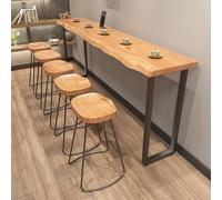 Tavolo da pranzo con bordo vivo, tavolo da bar moderno in legno massello, tavolo da pranzo da cucina industriale alto, tavolo da bar alto, tavolo da pranzo e cucina rettangolare, senza sgabello(180cm/
