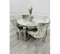 Tavolo da pranzo con piano in pietra sinterizzata in marmo - Elegante set da pranzo per un look sofisticato