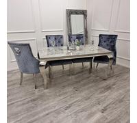 Tavolo da pranzo con piano in pietra sinterizzata in marmo - Elegante set da pranzo per un look sofisticato
