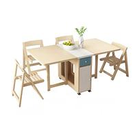 Tavolo da pranzo con sedili pieghevoli in legno con 4 sedie pieghevoli, per postazione di lavoro in piccoli spazi, cucina, sala da pranzo, soggiorno, riunione di famiglia.