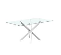 Tavolo da Pranzo CRISTELIA - 160x90 cm - Piano in Vetro - Gambe in Metallo Cromato - Design Elegante e Luminoso