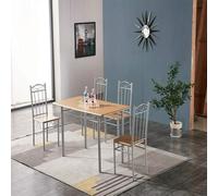 Tavolo da pranzo cucina legno chiaro 120x70x75h cm 4 Sedie 38x40x89h cm