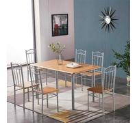 Tavolo da pranzo cucina legno chiaro 140x80x75h cm 6 Sedie 38x40x89h cm
