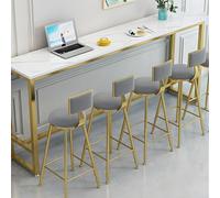 Tavolo da pranzo da bar bianco e oro con poggiapiedi, design stretto per balcone o finestra, 199,9 cm di lunghezza x 30 cm di larghezza, perfetto per negozi di tè e piccoli spazi