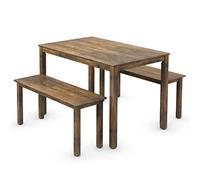 Tavolo da pranzo da collezione da 3 pezzi con 2 panche gambe in legno set di mobili (colore: E, dimensioni: come mostrato) (E come mostrato)