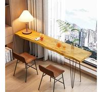 Tavolo da pranzo da cucina industriale alto - piano rettangolare in legno massello con base in metallo - design lungo e stretto per sala da pranzo e patio