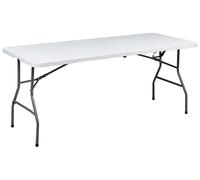 Tavolo da pranzo da giardino per 6 persone rettangolare pieghevole con gambe in metallo 180 x 74 cm Bianco