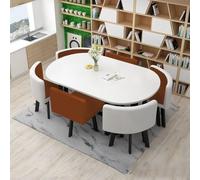 Tavolo da pranzo e conferenze con struttura in metallo marrone, 90 x 150 cm, robusto tavolino da caffè con cuscinetti antiscivolo in gomma per uso domestico e ufficio