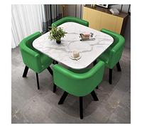 Tavolo da pranzo e sedia combinato, soggiorno, reception, tavolo per il tempo libero, 1 tavolo 4 sedie, ufficio, casa, cucina, soggiorno, biblioteca, camera da letto (colore: rosso) (verde)