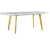 Tavolo da Pranzo estensibile 160/200 x 90 cm Effetto Marmo ed Oro Mosby