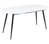 Tavolo da Pranzo Ovale allungabile Moderno con Piano in MDF e Gambe in Acciaio, Bianco e Nero 120/160 x 80 cm Starverto