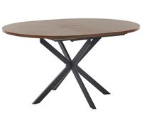 Tavolo da pranzo allungabile 4 posti Piano in MDF Metallo Gambe nere Rotondo 110/140 x 110 cm Legno scuro