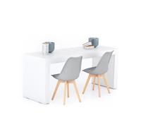 Tavolo da pranzo Evolution 180x60, Bianco Frassino con Due Gambe