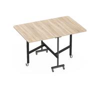 HOMCOM Tavolo Pieghevole per 4-6 Persone con 2 Ribalte e Ruote con Freno, 120x80x73 cm, Rovere Aosom Italy