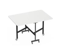 HOMCOM Tavolo Pieghevole per 4-6 Persone con 2 Ribalte e Ruote con Freno, 120x80x73 cm, Bianco Legno Aosom Italy
