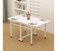 Tavolo da pranzo in legno a forma di foglia, allungabile, rettangolare, pieghevole, con 8 ruote, multifunzione, salvaspazio, per sala da pranzo e soggiorno