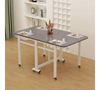 Tavolo da pranzo in legno a forma di foglia, allungabile, rettangolare, pieghevole, con 8 ruote, multifunzione, salvaspazio, per sala da pranzo e soggiorno