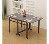 Tavolo da pranzo in legno a forma di foglia, allungabile, rettangolare, pieghevole, con 8 ruote, multifunzione, salvaspazio, per sala da pranzo e soggiorno