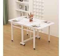 Tavolo da pranzo in legno a forma di foglia, allungabile, rettangolare, pieghevole, con 8 ruote, multifunzione, salvaspazio, per sala da pranzo e soggiorno