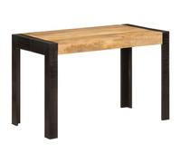 Tavolo da pranzo in legno di mango massiccio, 120 x 60 x 76 cm, per cucina, robusto, con venature del legno, facile da pulire, gambe nere