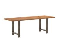 Tavolo da pranzo in legno massello di quercia, 220 x 80 x 74 cm, design con bordi degli alberi, robusto telaio in acciaio, fascino unico, grande sala da pranzo, mobili moderni per la casa