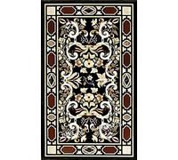 Tavolo da pranzo in vero marmo con look reale, tavolo rettangolare in marmo per corridoio, decorazione per la casa, piano da cucina 76 x 152 cm, lastra intarsiata con motivo antico e paraschizzi