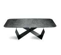Tavolo da pranzo in vetro martellato fumè rettangolare design moderno CIC-620