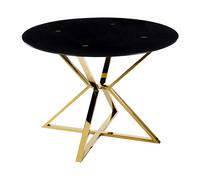 Tavolo da pranzo in vetro temperato nero e oro ⌀ 105 cm gambe in metallo