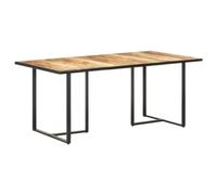 Tavolo da pranzo industriale 180 x 90 x 76 cm in legno di mango grezzo con finitura naturale, gambe in ferro verniciato a polvere, tavolo da pranzo in legno massello, tavolo da cucina durevole per la
