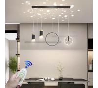 Tavolo da Pranzo Lampada a Sospensione LED Chic Altezza Regolabile Bianca 41W Lampada a Sospensione con Telecomando Soggiorno Sala da Pranzo Cucina Ufficio Plafoniera (C, Nero, A