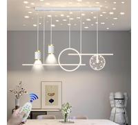Tavolo da Pranzo Lampada a Sospensione LED Chic Altezza Regolabile Bianco 41W Lampada a Sospensione con Telecomando Soggiorno Sala da Pranzo Cucina Ufficio Plafoniera (C, Bianco, a