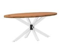 Tavolo da pranzo marrone chiaro, 200 x 100 x 74 cm, legno massello di quercia, ovale, robusto tavolo da cucina per la sala da pranzo, grande lavagna per accoglienti cene in famiglia