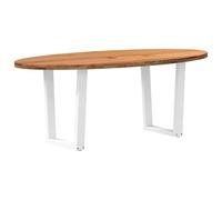 Tavolo da pranzo marrone chiaro, 200 x 100 x 74 cm, legno massello di rovere ovale, robusto tavolo da pranzo per cucina, sala da pranzo, stile fattoria