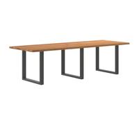 Tavolo da pranzo marrone chiaro, 280 x 100 x 74 cm, in legno massello di quercia, rettangolare, robusto tavolo da pranzo con bordi naturali, grande tavolo da cucina per la famiglia, robusto tavolo in