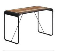Tavolo da pranzo massiccio in legno antico e acciaio, 118 x 60 x 76 cm, durevole ed elegante, per soggiorno e cucina, perfetto per famiglie e piccoli spazi