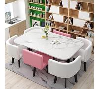 Tavolo da pranzo moderno della metà del secolo 7 pezzi con tavolo da bar e sedie per 6 persone ideale per sala da pranzo, cucina, ristorante e soggiorno Dimensioni tavolo: 90 x 150 cm