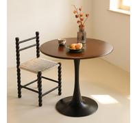 Tavolo da pranzo moderno in stile medievale con robusta base in metallo, rotondo 100 cm, Adatto per 4-6 persone, ideale per piccoli spazi, bar, cucine e soggiorni(Walnut color,100cm/39.4in)