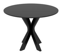 Tavolo da Pranzo Moderno Rotondo per 4 Persone Ø100x75 cm in Acciaio e MDF Nero