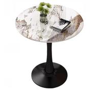 Tavolo da pranzo moderno Tulip 70 cm, piano rotondo in marmo in pietra sinterizzata con gambe in metallo, elegante arredamento per ufficio e soggiorno, dimensioni e colori versatili