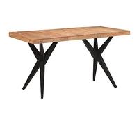 Tavolo da pranzo nero 140 x 70 x 76 cm in legno massello di acacacia, rettangolare in design industriale, stabile tavolo da pranzo per 6 persone, tavolo in legno durevole