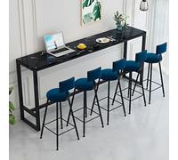 Tavolo da pranzo nero da bar con poggiapiedi, senza sgabelli, perfetto per balcone o finestra, design sottile per negozi di tè, 159,8 cm di lunghezza x 30 cm di larghezza x 104,9 cm di altezza