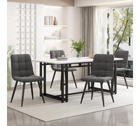 Tavolo da pranzo nero Insieme 140x80 cm con 4 sedie tavolo da cucina moderno sedie velluto grigio scuro piedini in ferro nero