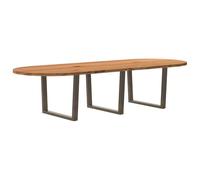 Tavolo da pranzo ovale 320 x 120 cm in legno massello rovere marrone chiaro, robusto tavolo da cucina con gambe regolabili per sala da pranzo, grande tavolo da pranzo per feste di famiglia