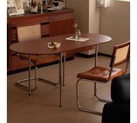 Tavolo da Pranzo Ovale Allungabile, Tavolo da Cucina Multifunzionale in Stile Rustico for Piccoli Spazi, Soggiorno, Ristorante, Staffa In Metallo, Lunghezza 150cm