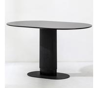 Tavolo da pranzo ovale in legno, moderno tavolo da cucina con piedistallo in metallo semplice, per cucina, sala da pranzo, bar, design a piccoli spazi